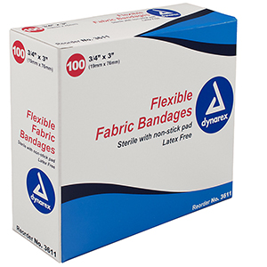 Adhesive Fabric Bandages Four Wing  Sterile, 3" x 3", 24/50/Cs
