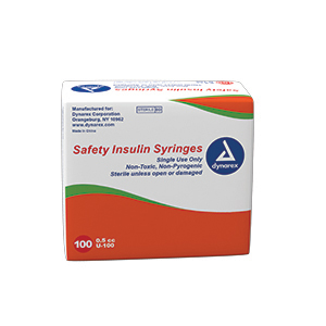 Syringe - Safety, Insulin - .5cc, 29G, 1/2" needle, 5/100/cs